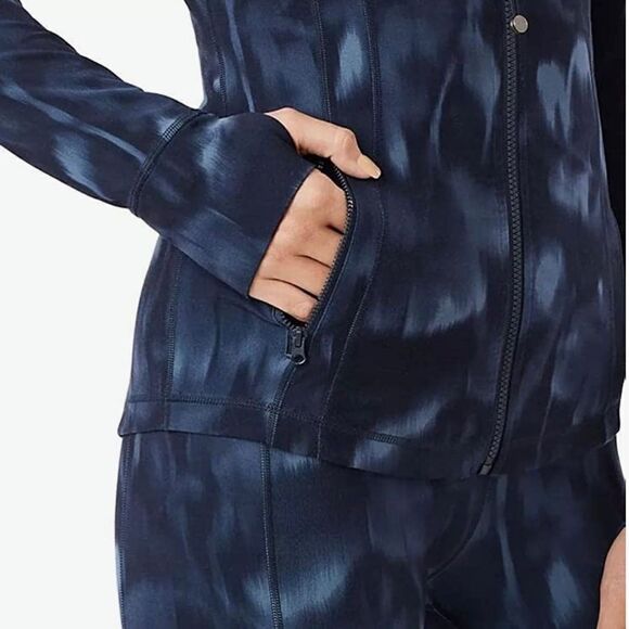 Members Mark Zen active tie dye blue jacket + black compression ankle legging XL - Picture 3 of 16